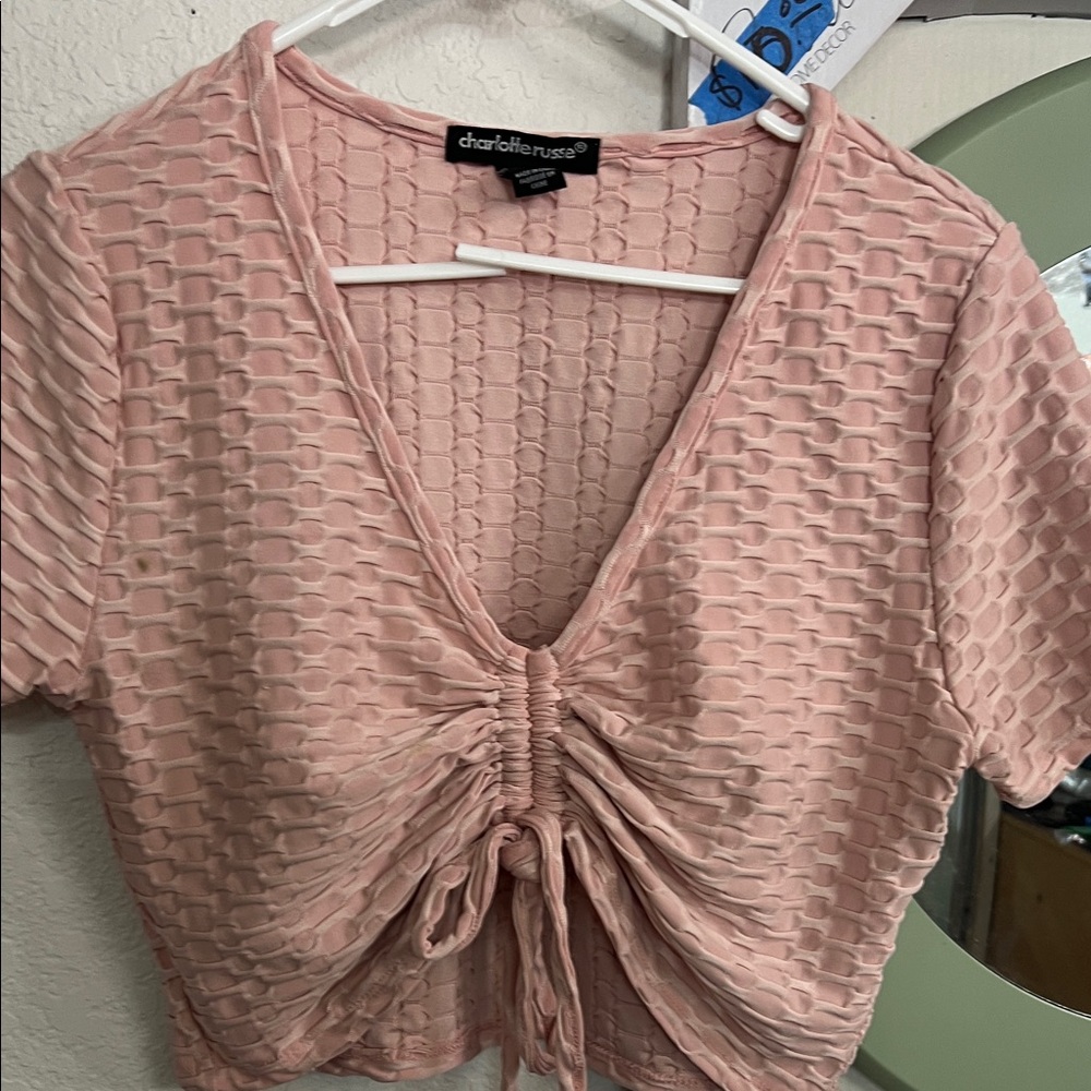 Charlotte Russe Blush Ruched Crop Top